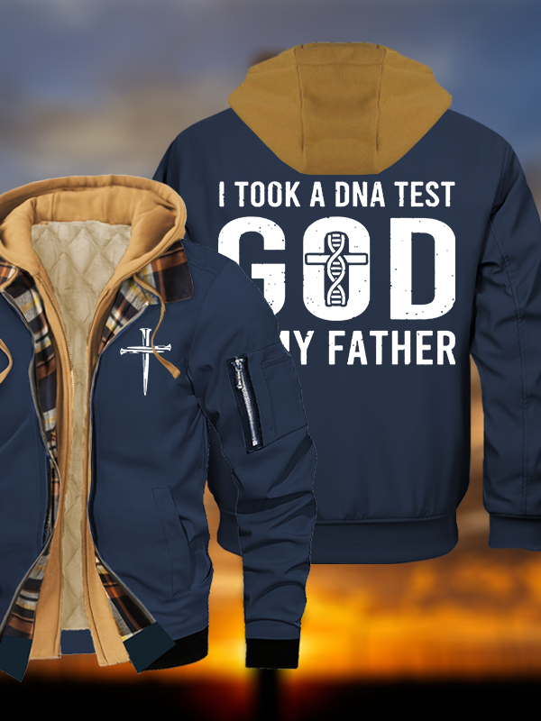 God Is My Father Jesus God Christian Warm Hooded Bomber Jacket