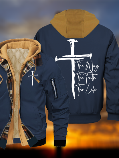 Jesus The Way The Truth The Life Jesus God Christian Warm Hooded Bomber Jacket