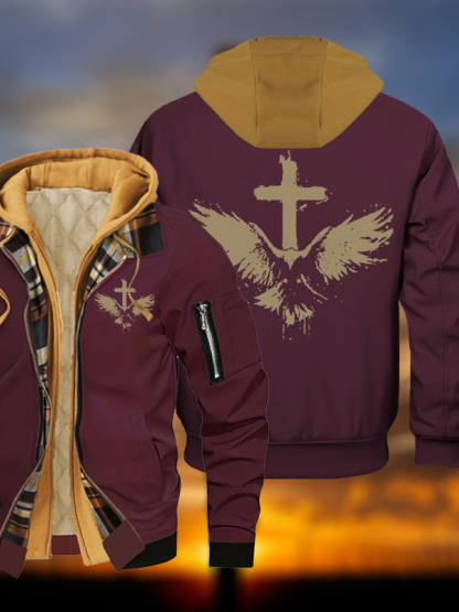 The Jesus Eagle Jesus God Christian Warm Hooded Bomber Jacket
