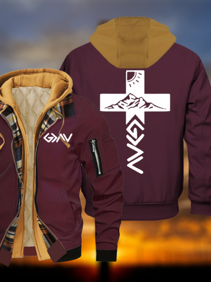 God is Greater than the Highs & Lows Jesus God Christian Warm Hooded Bomber Jacket