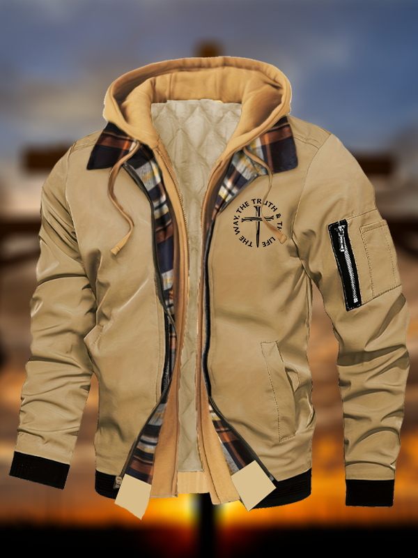 Jesus The Way The Truth The Life John 14:6 Jesus God Christian Warm Hooded Bomber Jacket