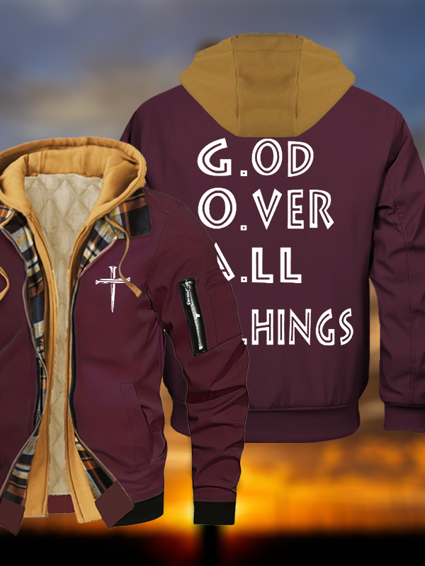 GOAT Jesus God Christian Warm Hooded Bomber Jacket