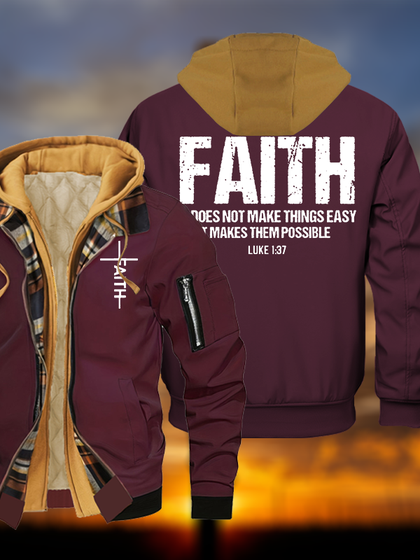 Faith Jesus God Christian Warm Hooded Bomber Jacket
