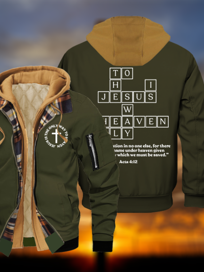 Jesus Is The Only Way To Heaven Jesus God Christian Warm Hooded Bomber Jacket