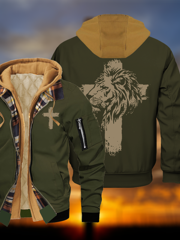 Fearless in Faith Jesus God Christian Warm Hooded Bomber Jacket