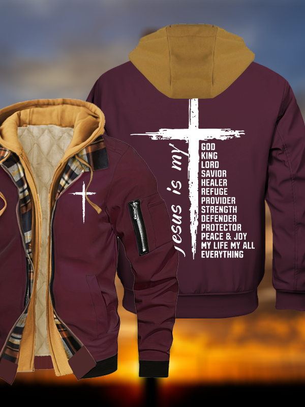 My Everything Jesus God Christian Warm Hooded Bomber Jacket
