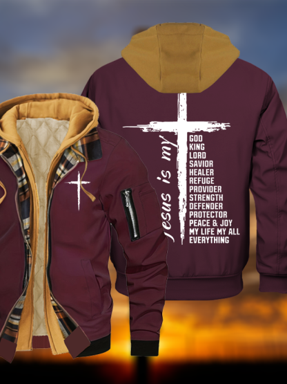 My Everything Jesus God Christian Warm Hooded Bomber Jacket