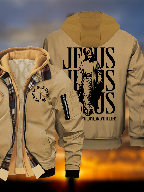 Jesus The Way The Truth And The Life Jesus God Christian Warm Hooded Bomber Jacket