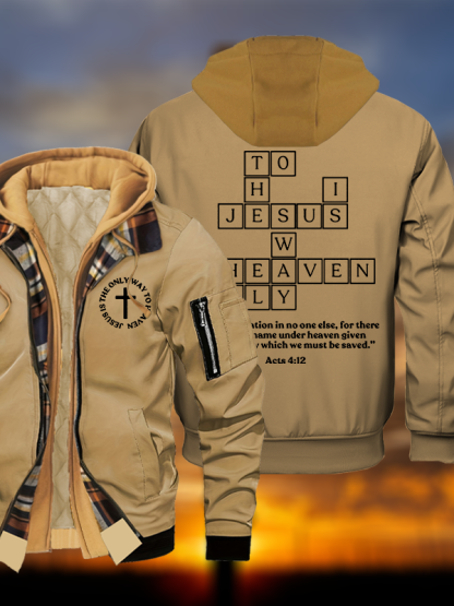 Jesus Is The Only Way To Heaven Jesus God Christian Warm Hooded Bomber Jacket