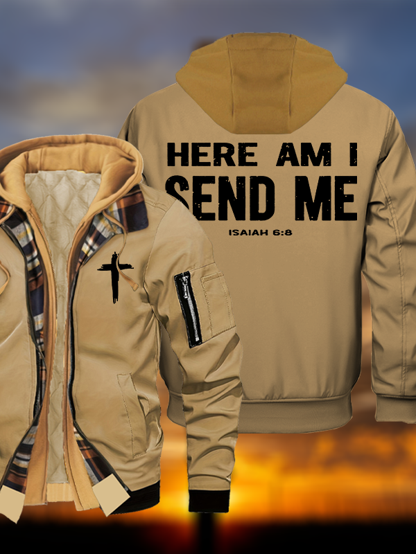 Send Me Jesus God Christian Warm Hooded Bomber Jacket