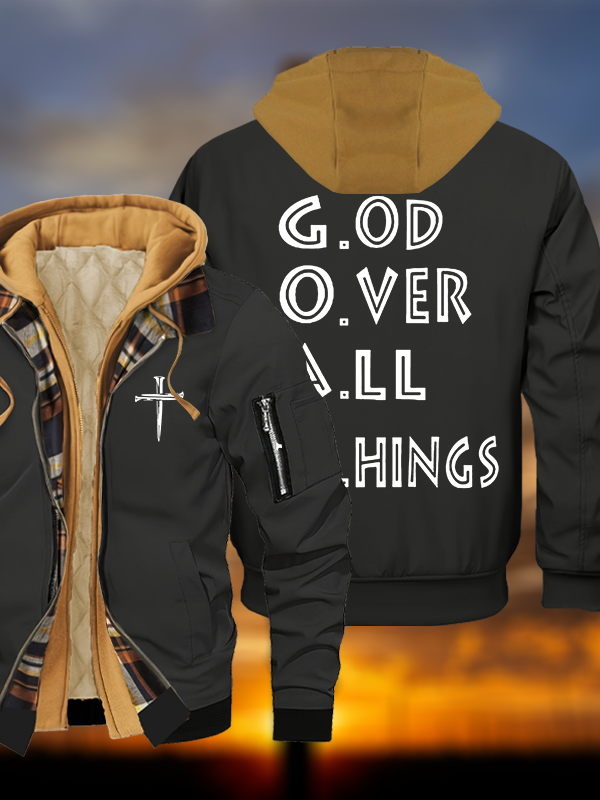 GOAT Jesus God Christian Warm Hooded Bomber Jacket