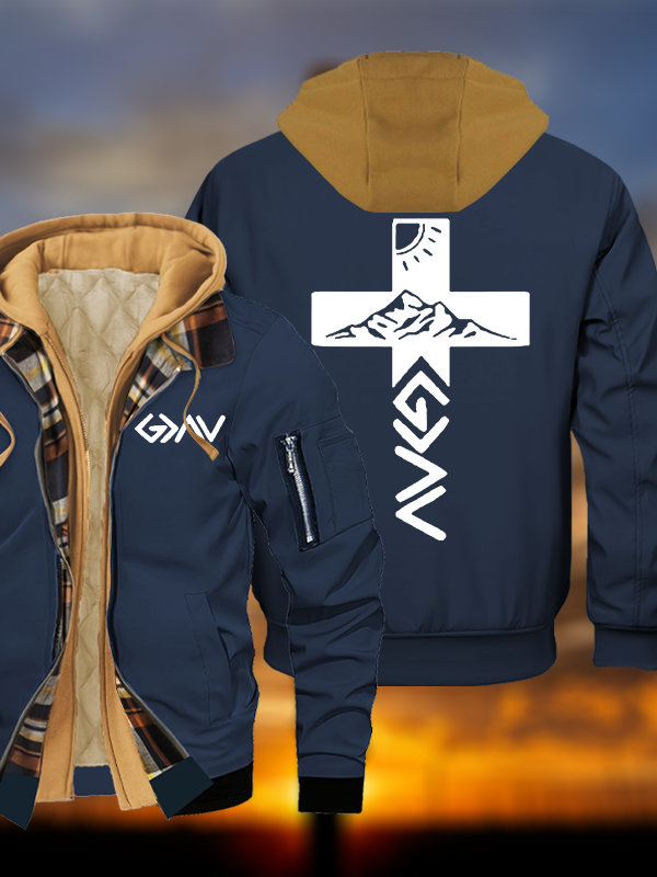 God is Greater than the Highs & Lows Jesus God Christian Warm Hooded Bomber Jacket
