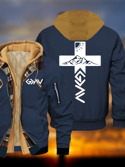 God is Greater than the Highs & Lows Jesus God Christian Warm Hooded Bomber Jacket