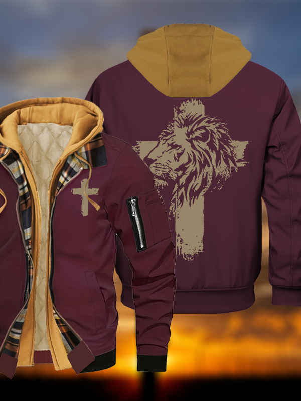 Fearless in Faith Jesus God Christian Warm Hooded Bomber Jacket