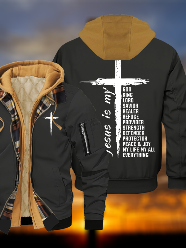My Everything Jesus God Christian Warm Hooded Bomber Jacket