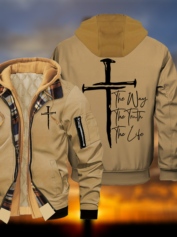 Jesus The Way The Truth The Life Jesus God Christian Warm Hooded Bomber Jacket