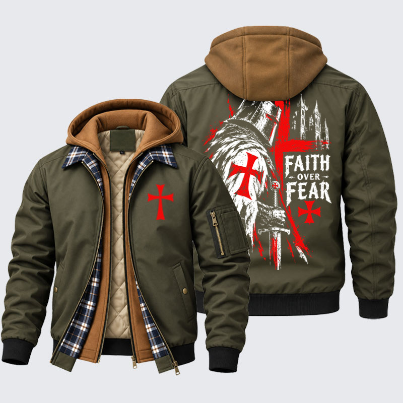Hooded Bomber Jacket -Medieval Templar Knight