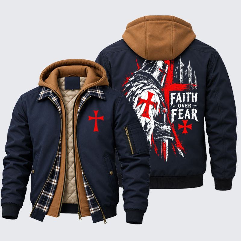 Hooded Bomber Jacket -Medieval Templar Knight