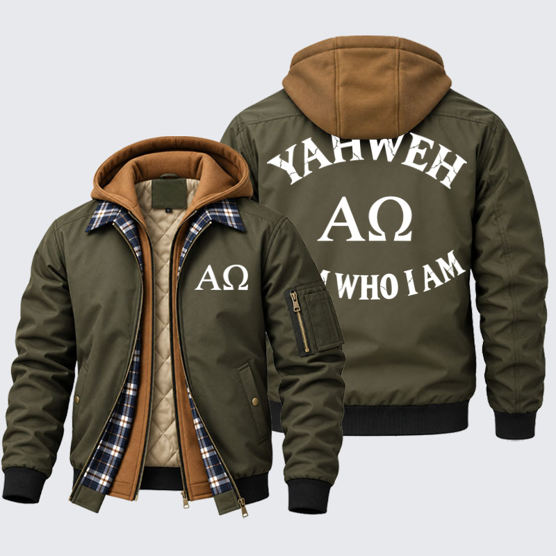 Hooded Bomber Jacket - Yahweh – Alpha & Omega I Am Who I Am