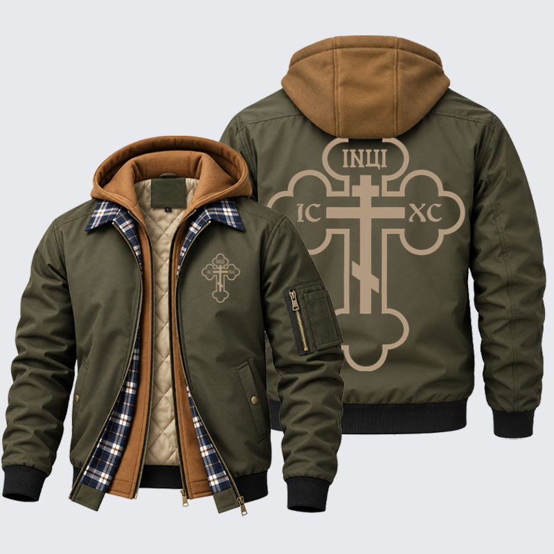 Hooded Bomber Jacket - IC XC – Orthodox Trefoil Cross