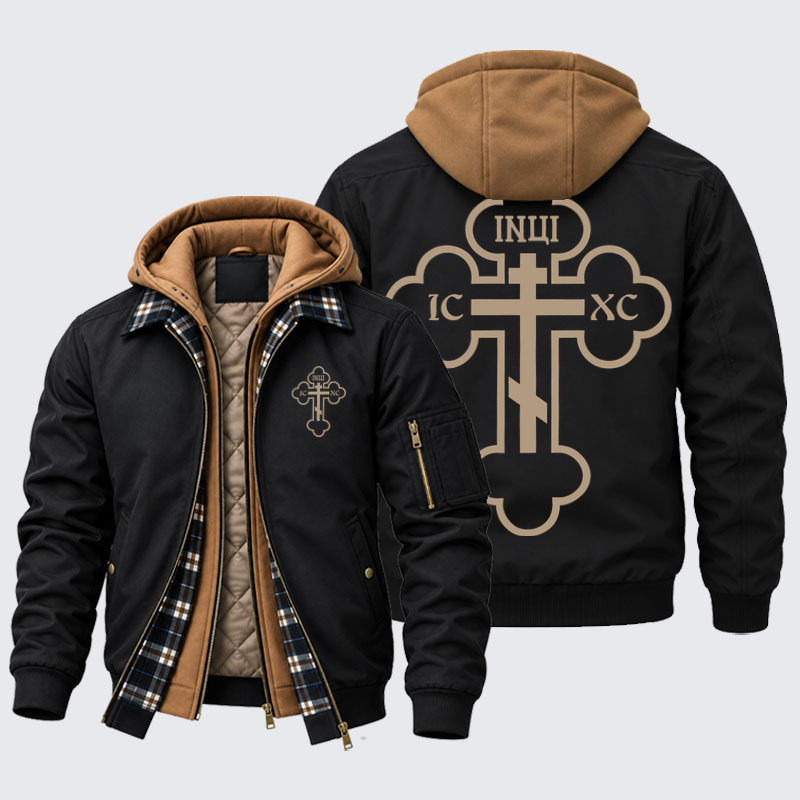 Hooded Bomber Jacket - IC XC – Orthodox Trefoil Cross