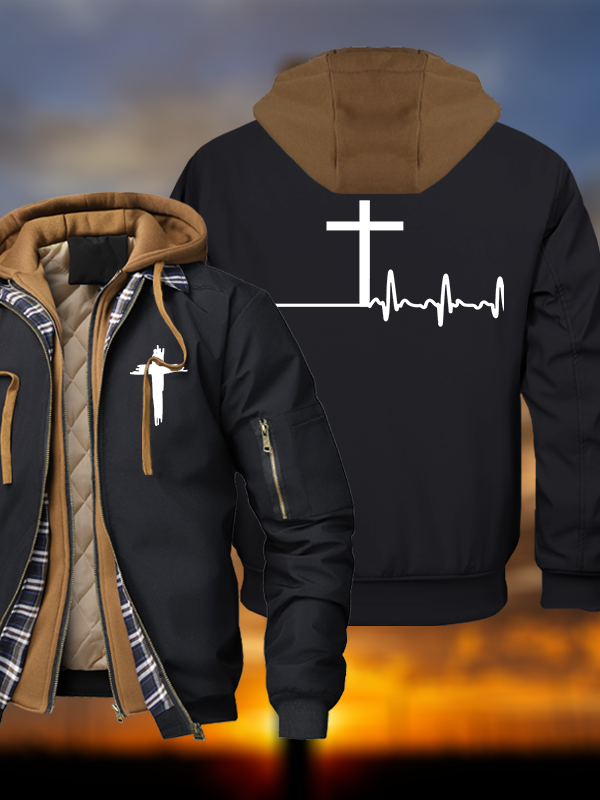 ECG Cross Warm Hooded Bomber Jacket
