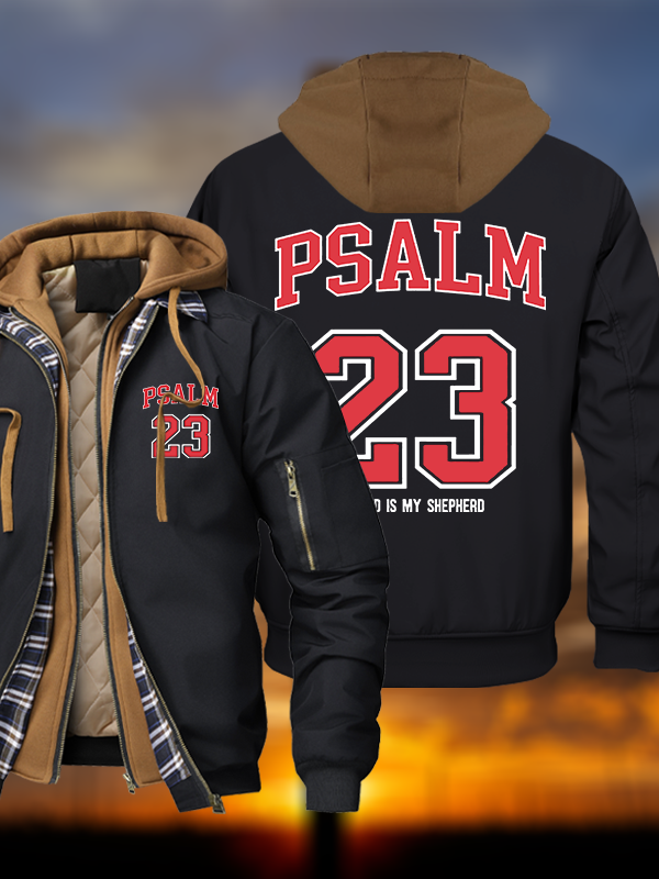 Psalm 23 Warm Hooded Bomber Jacket