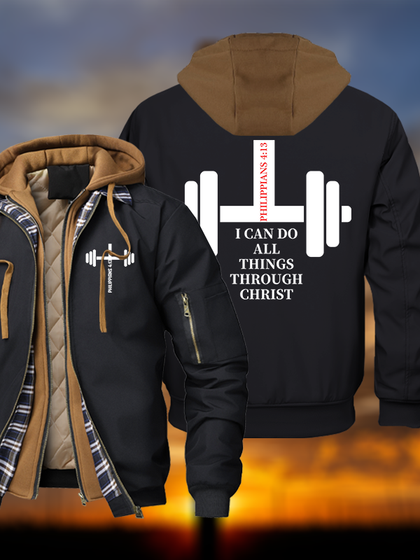 Fitness Philippians 4 ;13  Warm Hooded Bomber Jacket