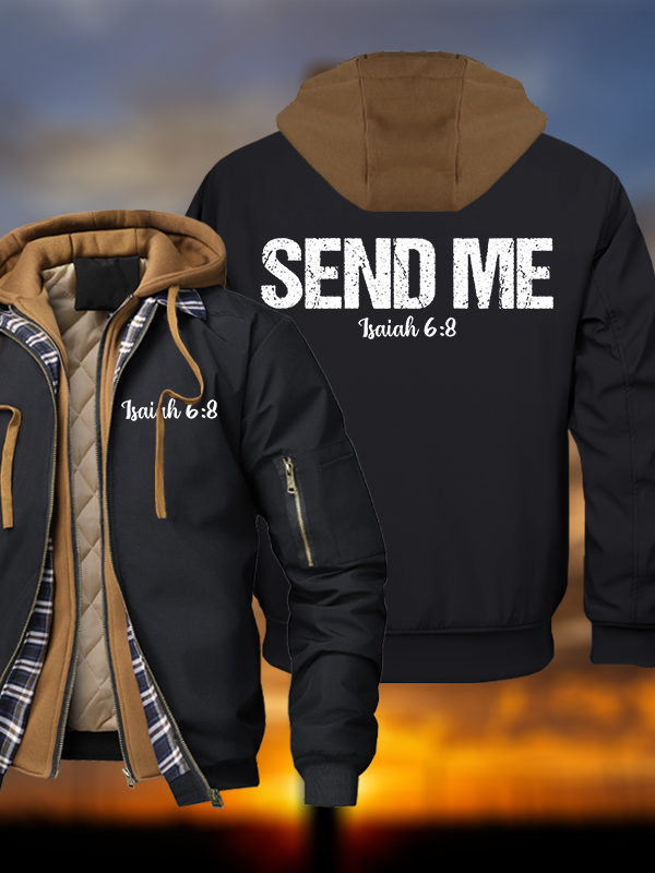 Isaiah 6:8 - SEND ME Warm Hooded Bomber Jacket