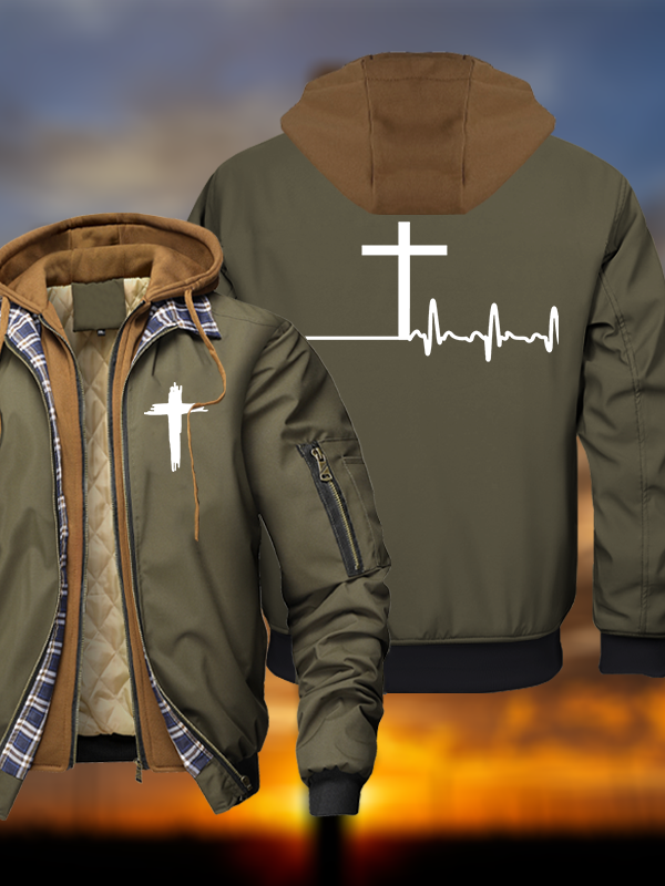 ECG Cross Warm Hooded Bomber Jacket
