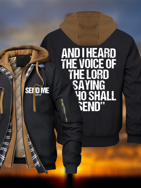 Send Me Isaiah 6:8 Warm Hooded Bomber Jacket