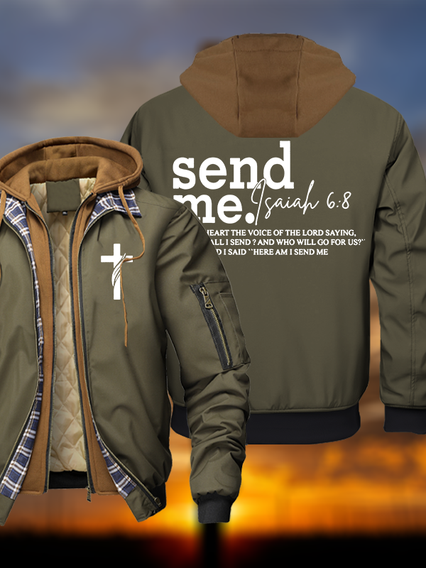 Send Me Isaiah 6:8 Warm Hooded Bomber Jacket