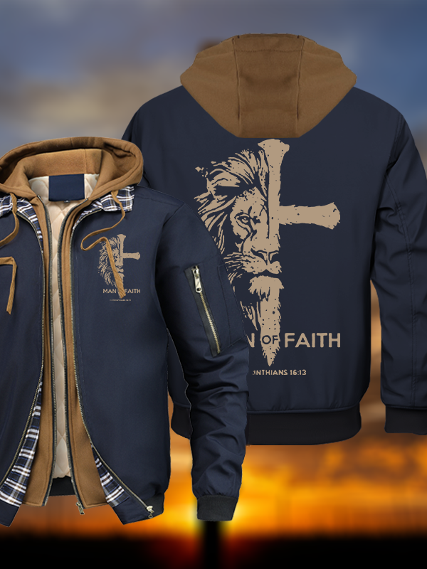 Man of Faith Warm Hooded Bomber Jacket