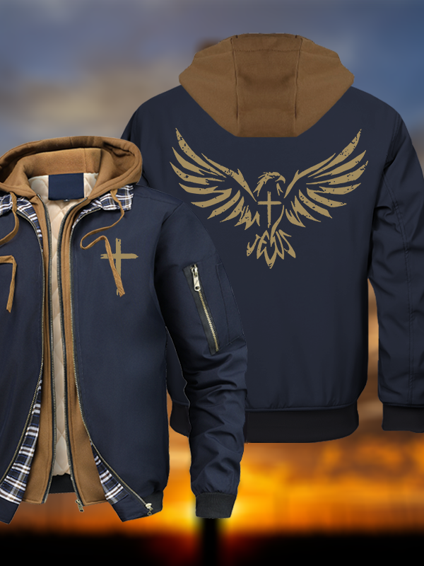 Wings Like Eagles Warm Hooded Bomber Jacket