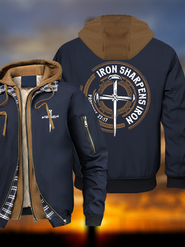 Iron Sharpens Iron - Proverbs 27:17 Warm Hooded Bomber Jacket