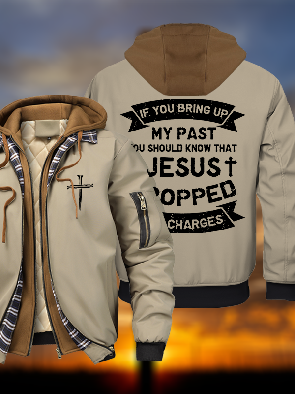 Jesus Dropped The Charges  Warm Hooded Bomber Jacket