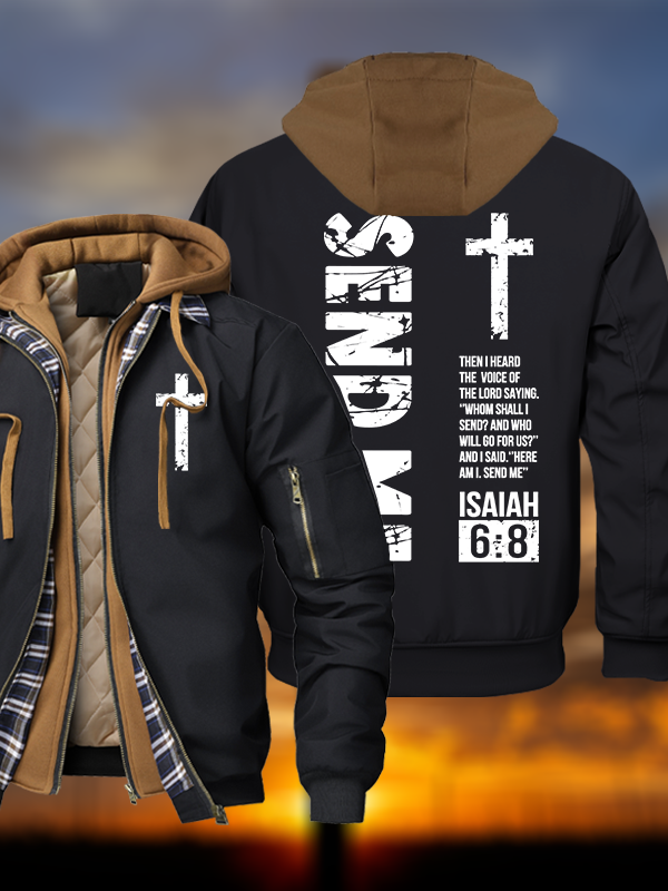 Send Me Isaiah 6:8 Warm Hooded Bomber Jacket