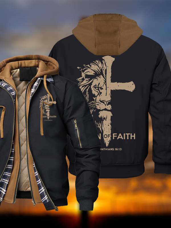 Man of Faith Warm Hooded Bomber Jacket