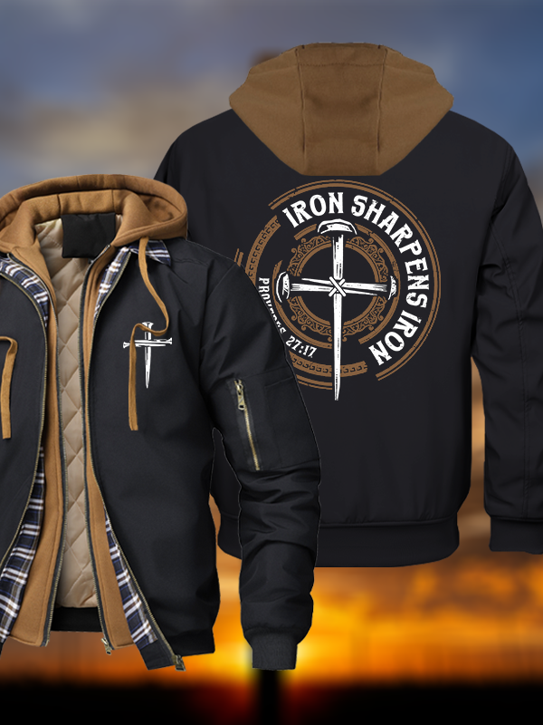 Iron Sharpens Iron - Proverbs 27:17 Warm Hooded Bomber Jacket