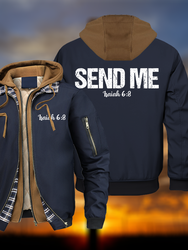 Isaiah 6:8 - SEND ME Warm Hooded Bomber Jacket