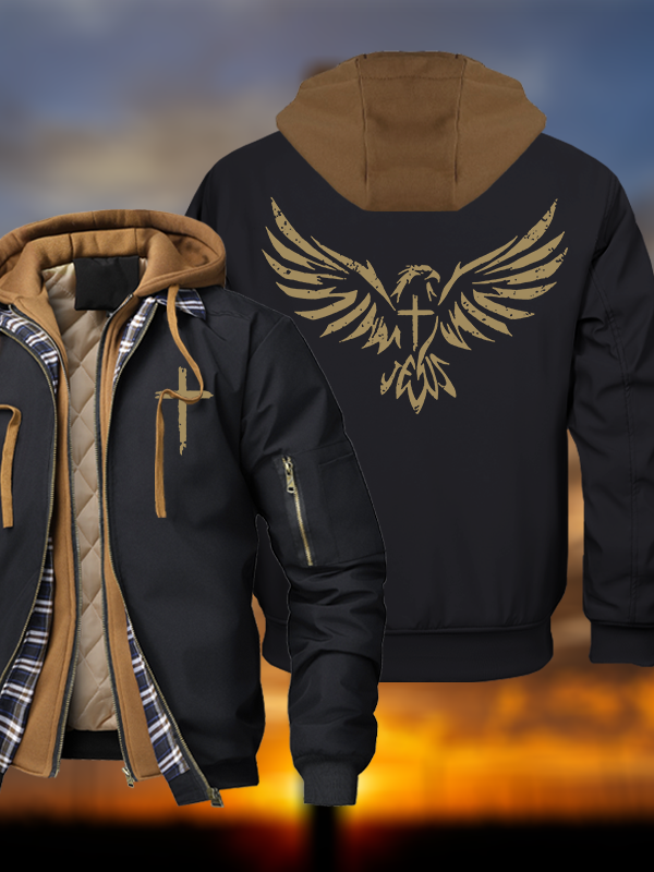 Wings Like Eagles Warm Hooded Bomber Jacket