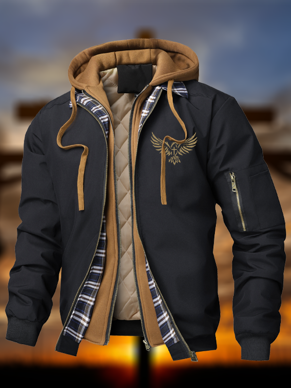 Wings Like Eagles Warm Hooded Bomber Jacket
