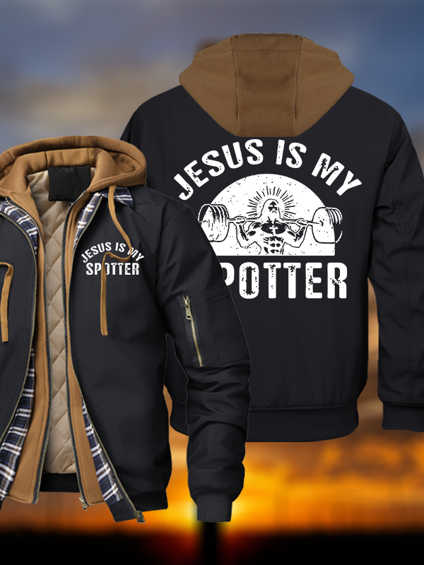 Jesus Is My Spotter Hooded Bomber Jacket