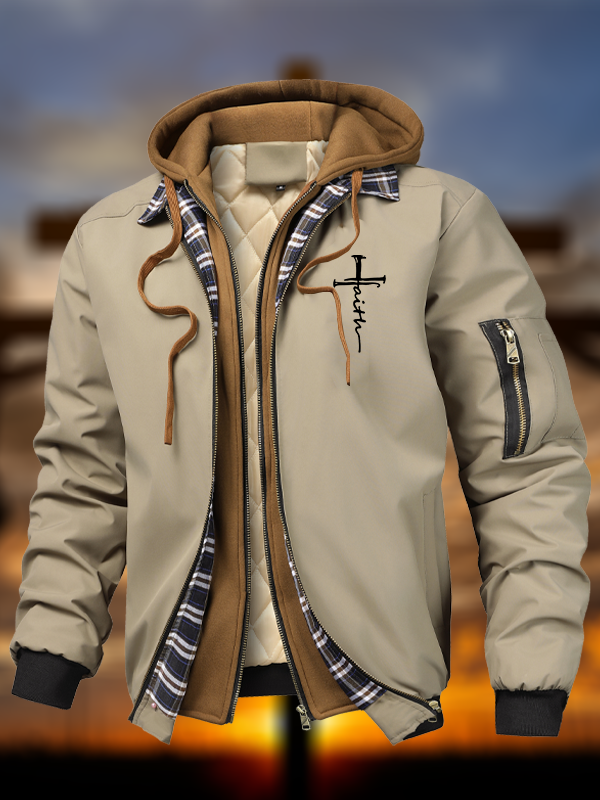 Cross Hooded Bomber Jacket