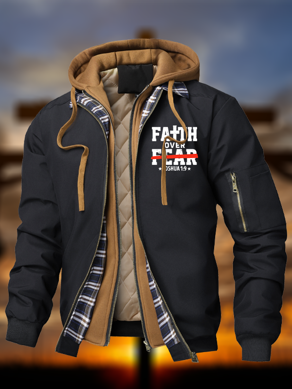 Faith Over Fear - Joshua 1:9  Hooded Bomber Jacket