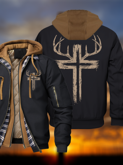 Antler Cross Warm Hooded Bomber Jacket