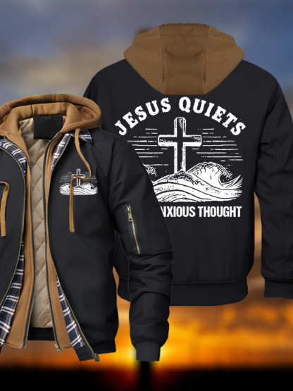 Jesus Quiets Every Anxious Thought Hooded Bomber Jacket