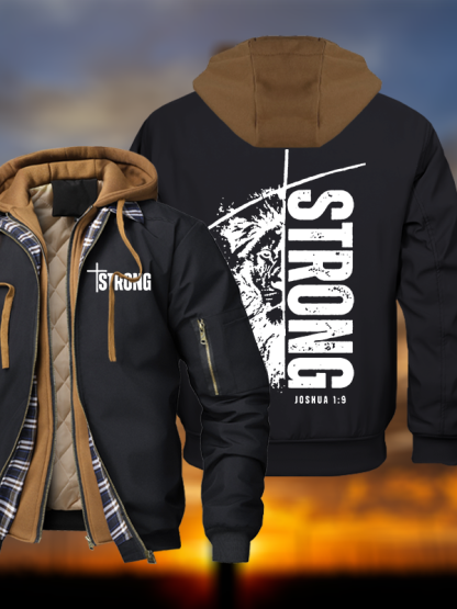 Strong Lion of Judah  Hooded Bomber Jacket