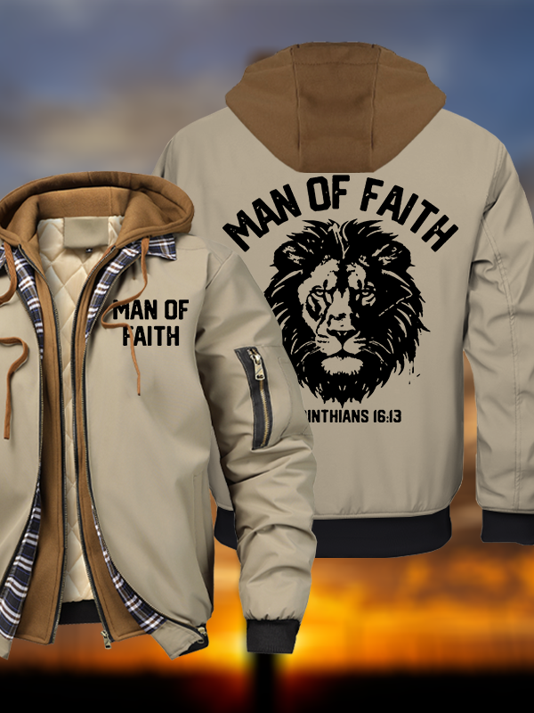 Man Of Faith  Hooded Bomber Jacket