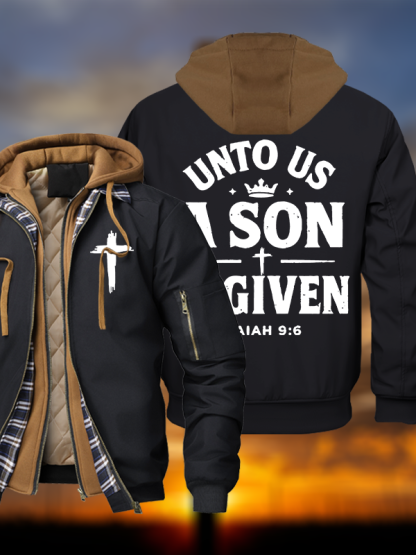 Unto Us A Son Is Given Hooded Bomber Jacket